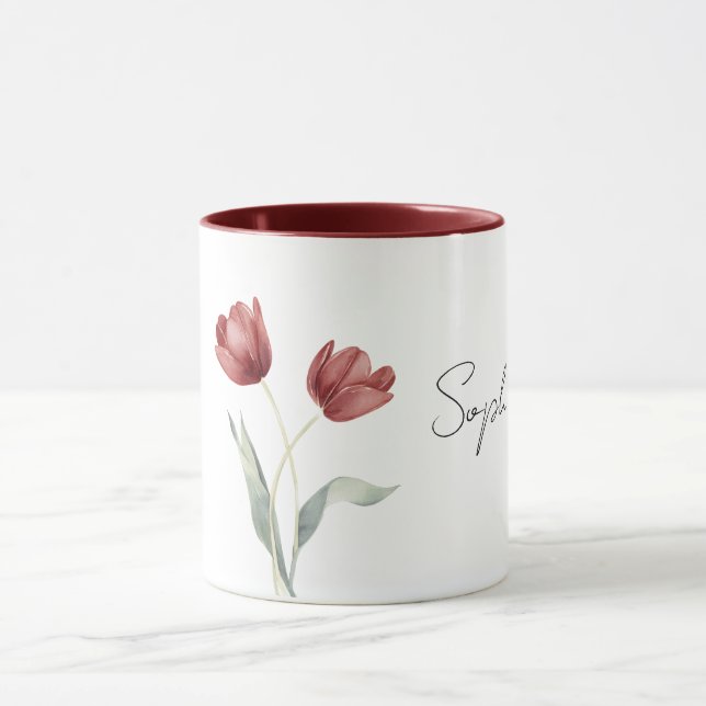 Taza Pretty Red Tulip Flowers (Centro)