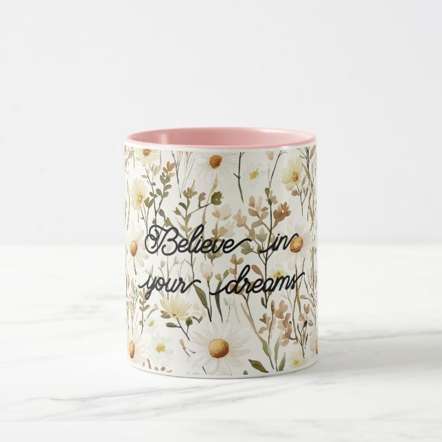 Taza Pretty White Daisy Flowers Birthday (Centro)