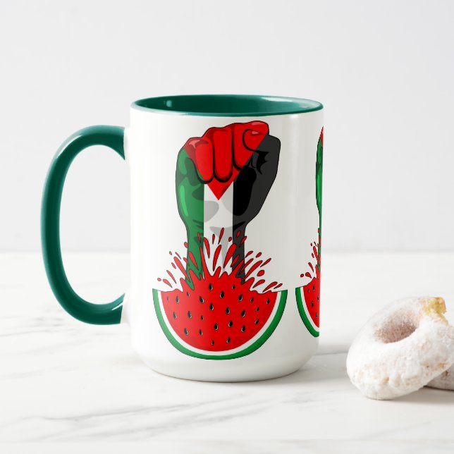 Taza Prima de resistencia palestina sobre la sandía (Con donut)
