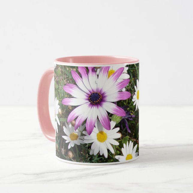 Taza Primavera Botánica del Jardín de flores de margari (Anverso izquierdo)