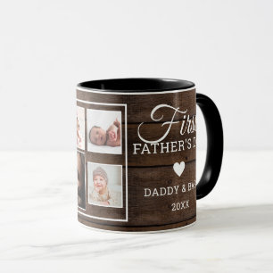 Taza Primer Día del Padre 7 Collage de fotos madera os