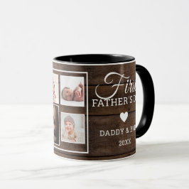 Taza Primer Día del Padre 7 Collage de fotos madera osc