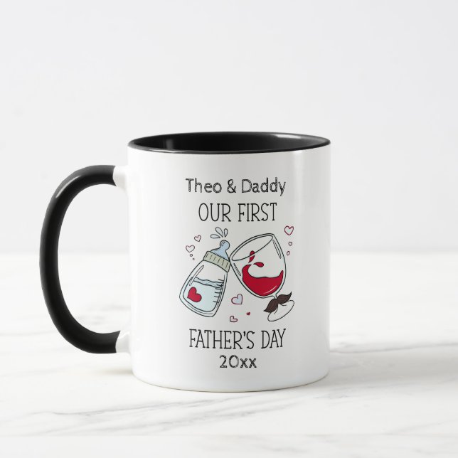 Taza Primer Día del Padre Funny Niño Nuevo Papá (Izquierda)