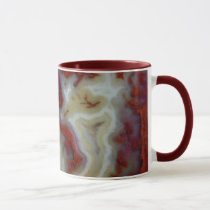 Taza Primer plano de losa de ágata musgo roja