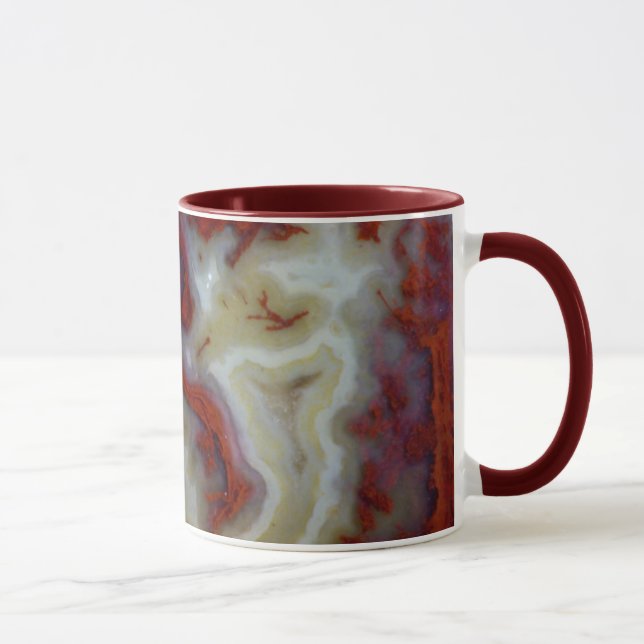 Taza Primer plano de losa de ágata musgo roja (Derecha)