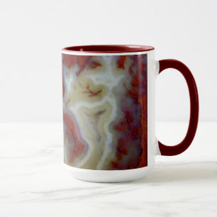Taza Primer plano de losa de ágata musgo roja