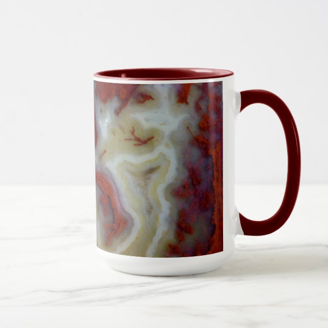 Taza Primer plano de losa de ágata musgo roja (Derecha)