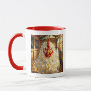Taza Primer plano divertido de pollo con empaste que pa