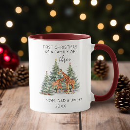 Taza Primera Navidad como familia de una jirafa de tres