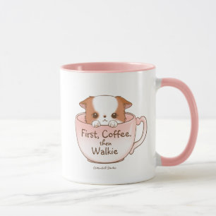 Taza Primero café, luego caminata Adorable cachorro de 