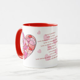Taza Primero Corinthians 13 Love Verses Heart Mug