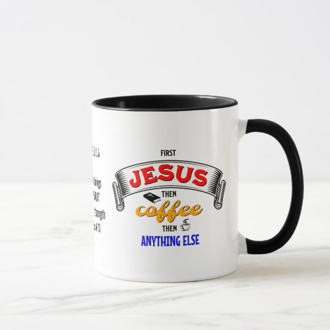 Taza PRIMERO JESÚS personalizado, LUEGO CAFÉ (Derecha)