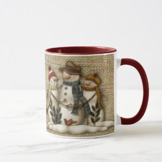 taza primitiva del muñeco de nieve