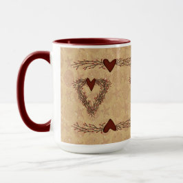 Taza Primitive Pip Berry Heart Wreath Mug