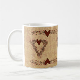 Taza Primitive Pip Berry Heart Wreath Mug