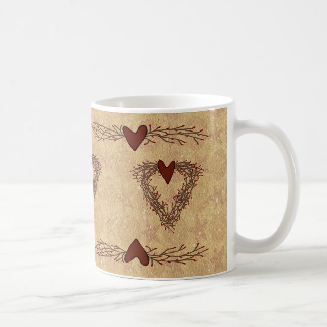 Taza Primitive Pip Berry Heart Wreath Mug (Derecha)