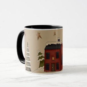 Taza Primitivo colonial rojo en la nieve