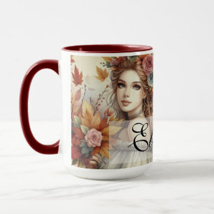 Taza Princesa de otoño vintage con hojas de otoño