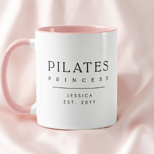 Taza Princesa de Pilates Rosa Personalizada Minimalista