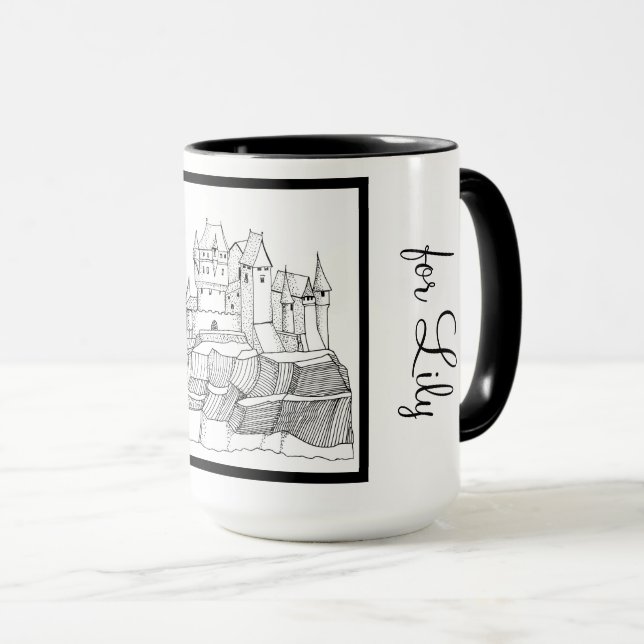 Taza Princess Castle Black and White Ringer 15 oz (Anverso derecho)