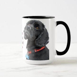 Taza principal negra de cocker spaniel