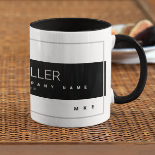 Taza Profesional moderna Nombre comercial Blanco negro