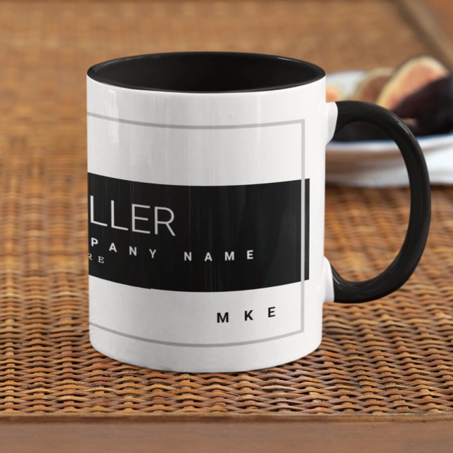 Taza Profesional moderna Nombre comercial Blanco negro (ok... but first coffee)