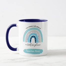 Taza Profesor arcoiris Mugs Boho Blue Personalizado