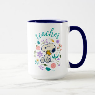 Taza Profesor de abrazo de flores Snoopy & Woodstock