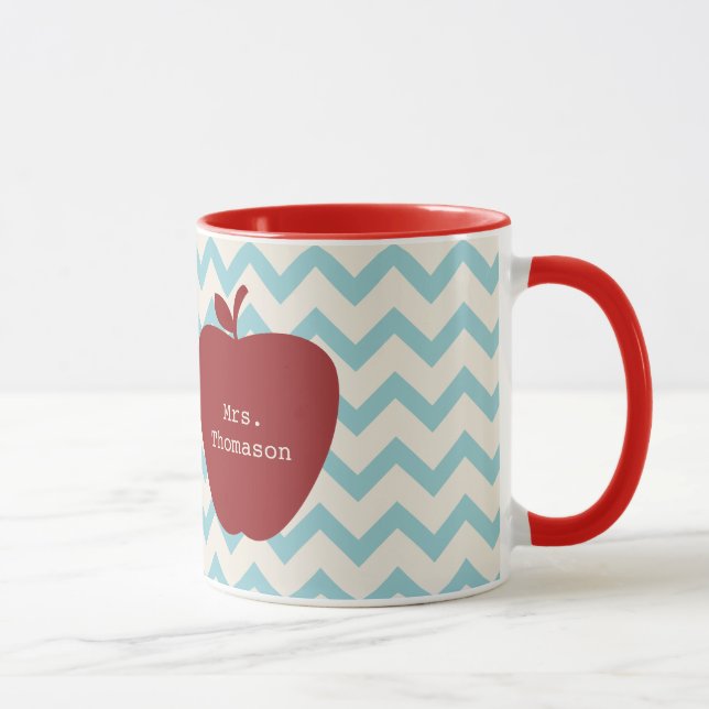 Taza Profesor rojo de Chevron Apple de la aguamarina (Derecha)