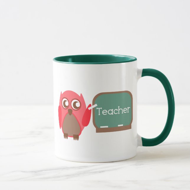 Taza Profesor rojo del búho en la pizarra (Derecha)