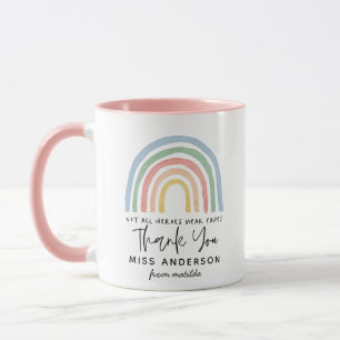 Taza Profesora moderna de acuarela arcoíris gracias reg
