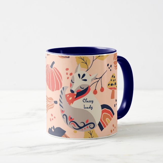 Taza Profesora mujer regalo CLASSY LADY Hygge Fox (Anverso derecho)