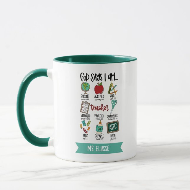 Taza Profesora personalizada Dios dice que soy la Bibli (Izquierda)
