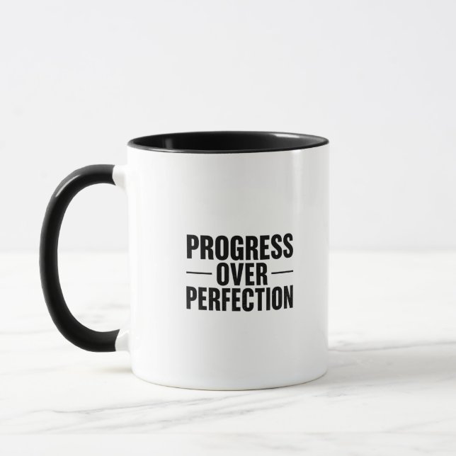 Taza Progreso de la cita motivacional sobre la perfecci (Izquierda)