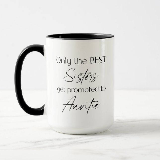 Taza Promocionado a la tía | Regalo de tía | Nueva Tía (Izquierda)