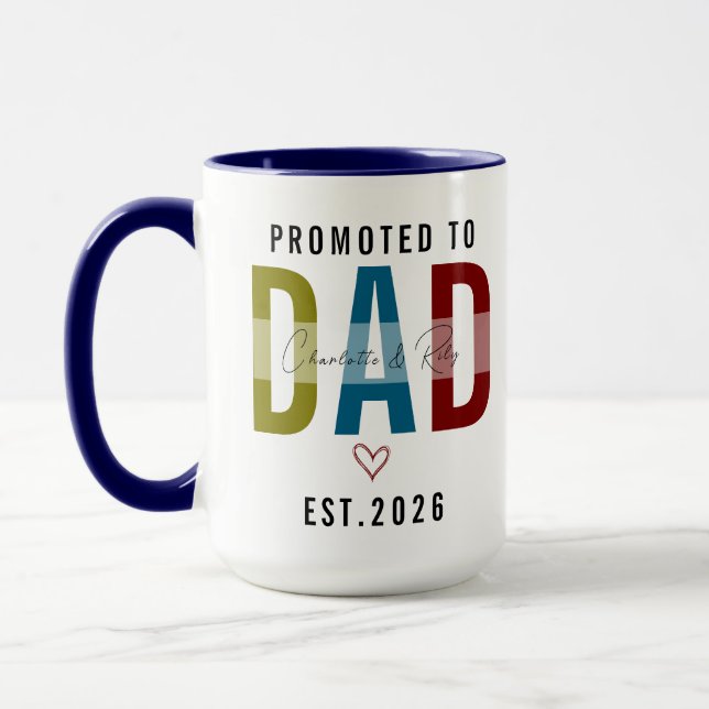 Taza Promoted to Dad | Personalized First Father’s Day (Izquierda)