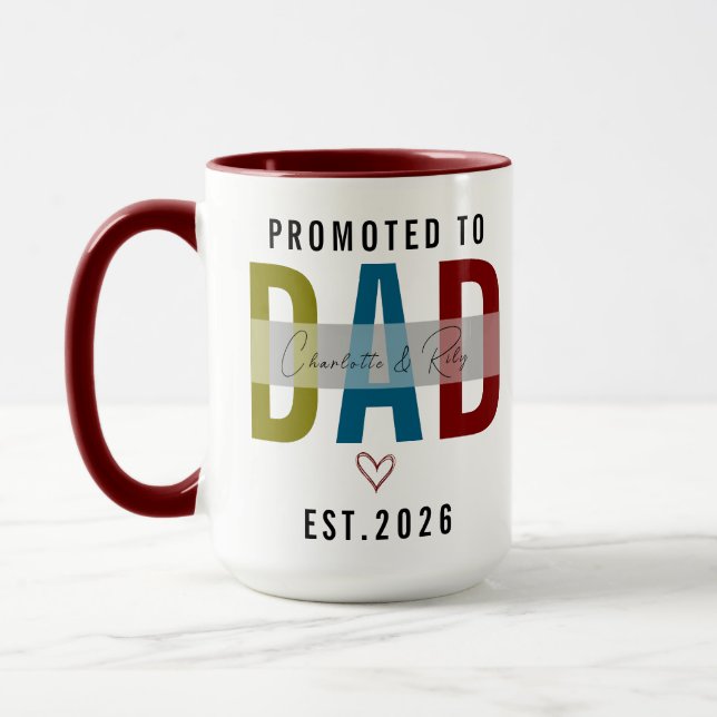 Taza Promoted to Dad Personalized Photo | First Father (Izquierda)