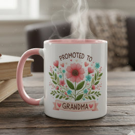 Taza Promoted to Grandma Mug - Watercolor Flowers