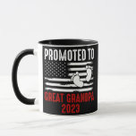 Taza Promoted To Great Grandpa 2023 Soon To Be<br><div class="desc">Promoted To Great Grandpa 2023 Soon To Be Pregnancy USA Flag Gift. Perfect gift for your dad,  mom,  papa,  men,  women,  friend and family members on Thanksgiving Day,  Christmas Day,  Mothers Day,  Fathers Day,  4th of July,  1776 Independent day,  Veterans Day,  Halloween Day,  Patrick's Day</div>