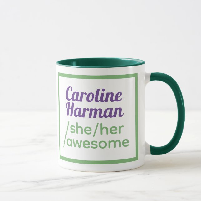 Taza Pronouns divertidos - Se identifica como ella, ell (Derecha)