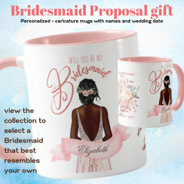 TAZA PROPUESTA DE BRIDESMAID REGALO CARICATURA NEGRA