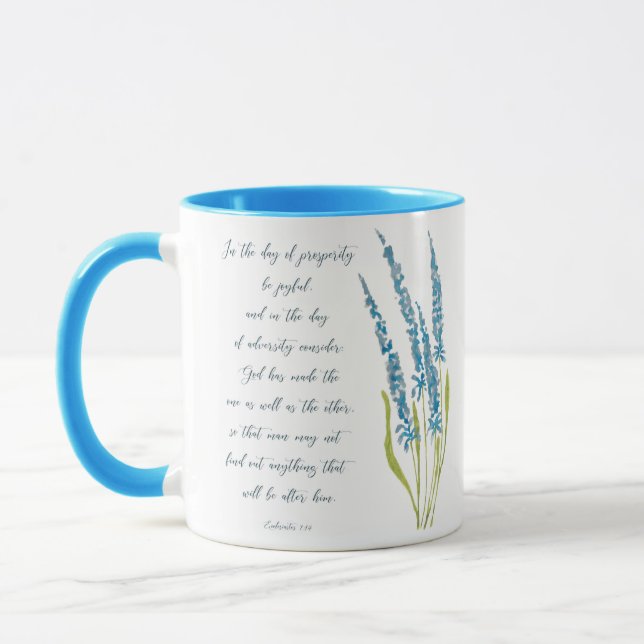 Taza Prosperidad y adversidad floral azul (Izquierda)