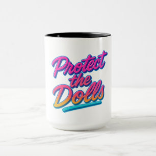 Taza Protege a las Muñecas Arte Retro Neon