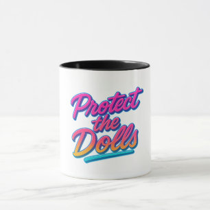Taza Protege a las Muñecas Arte Retro Neón