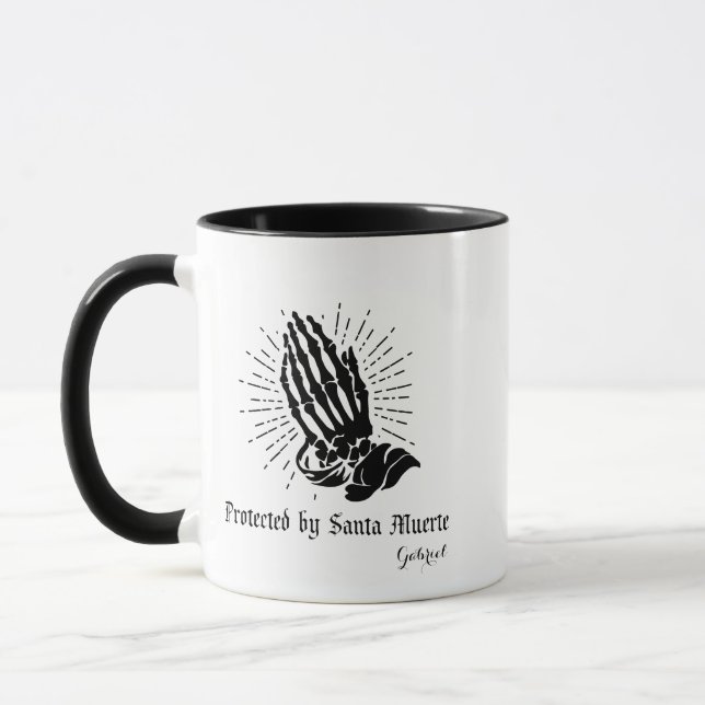 Taza Protegido por nombre personalizado de Santa Muerte (Izquierda)