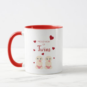 Taza Proud Mom Dad or Nan of Twins Quote in Red