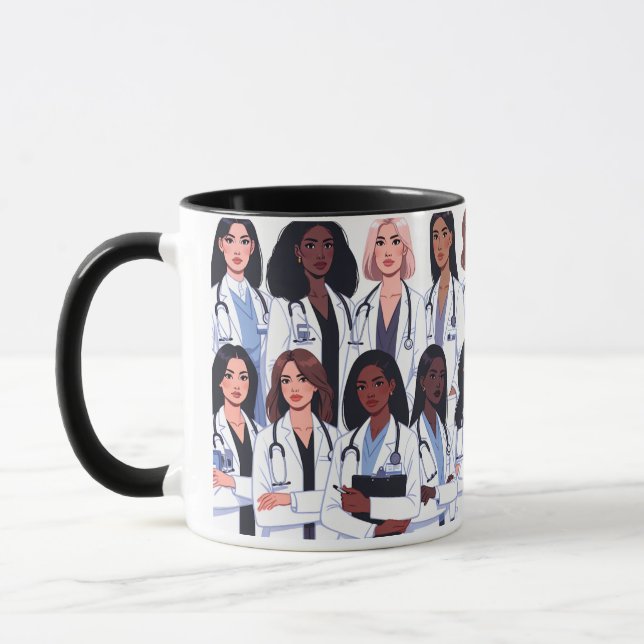 Taza Proud Nurse Mama – Floral Baby Footprint Design (Izquierda)