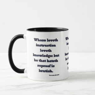 Taza Proverbios 12:1 KJV Biblia Verse Two-Tone