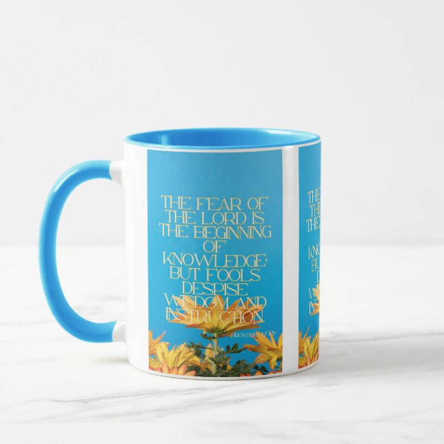 Taza Proverbios 1:7 KJV Biblia Scripture Pic Two-Tone (Izquierda)